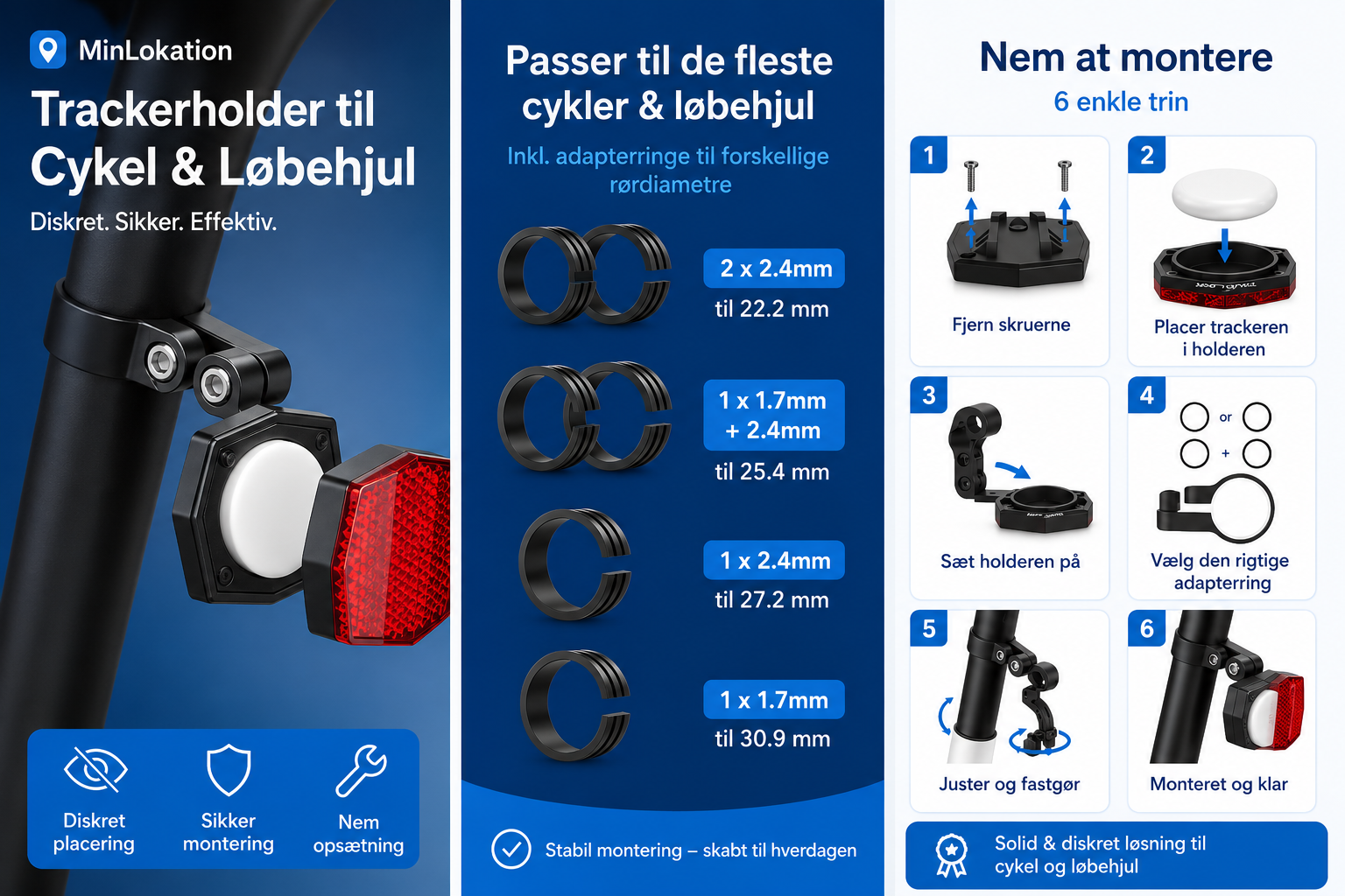 Smart Tracker til cykel & løbehjul med skjult montering
